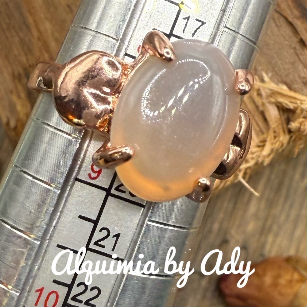 Gray moonstone rose gold ring